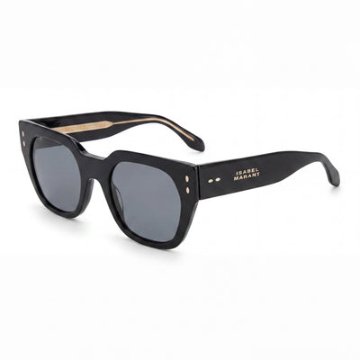 Isabel Marant Gafas de Sol Cuadradas para Mujer de Acetato Negro/Gris con Lente Negra Protección UV 53mm