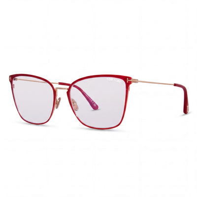 Tom Ford Modern Women's Shiny Fuchsia Metal Frame Eyeglasses with Blue-Light Block Lenses 56mm