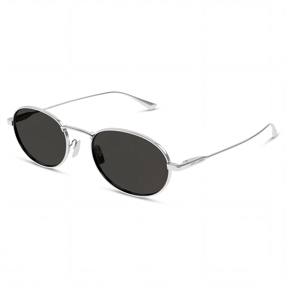 Gafas de sol polarizadas Saint Laurent SL 799-002 para mujer, con montura metálica gris plateada y lentes negras, 52 mm