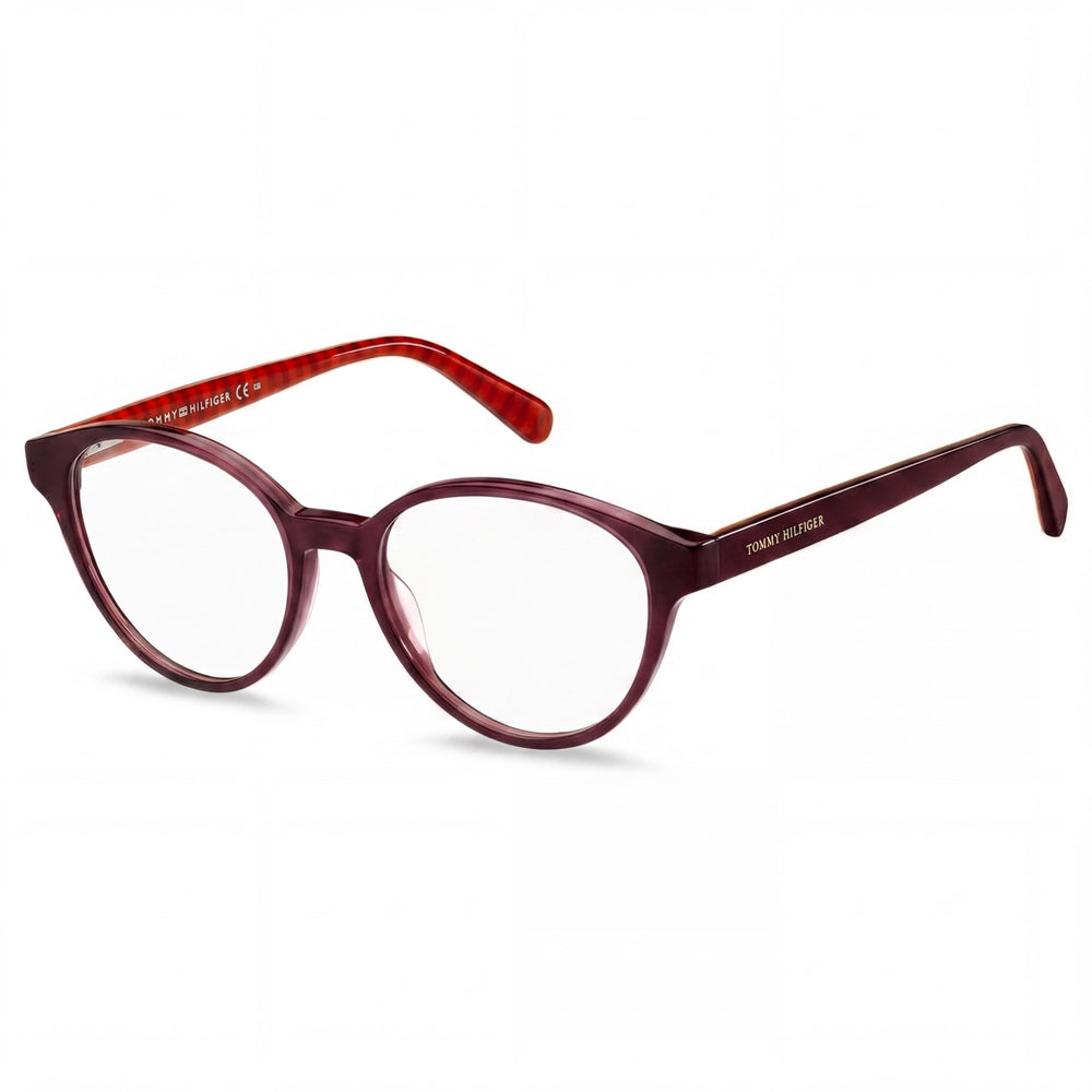 Montura de gafas Tommy Hilfiger Modern para mujer en rojo burdeos, talla 50-17-140