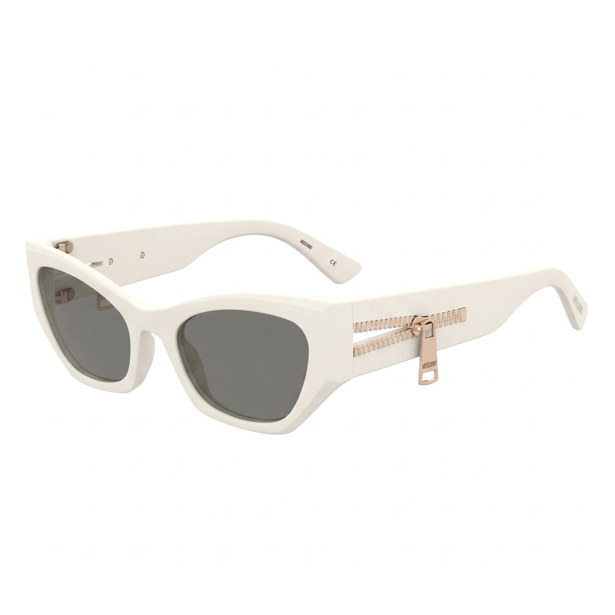 Gafas de sol Moschino informales para mujer, montura de poliamida color marfil, lentes grises no polarizadas 55-21-140, Photo 1