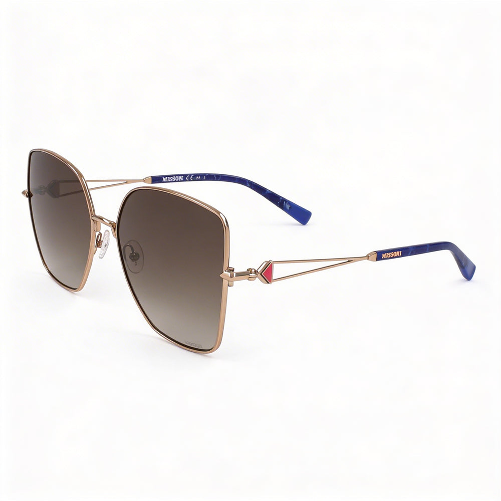 Gafas de sol Missoni Modern para mujer, con montura de acero inoxidable, color dorado y cobre, protección UV, 59 mm