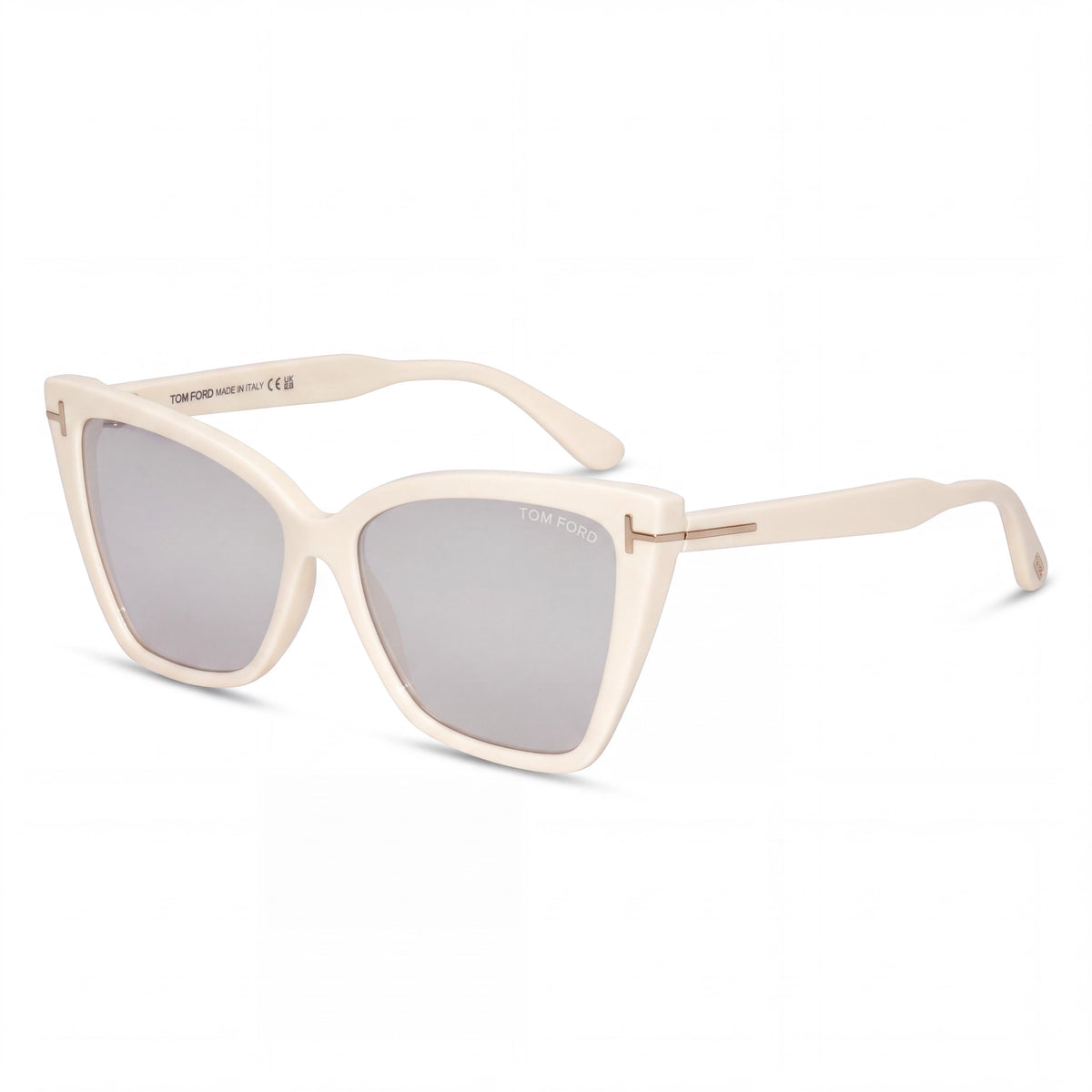 Tom Ford Women's Ft5844-b Cat Eye Blue Block Polycarbonate Glasses Glossy Ivory Gold Logo 55mm, Photo 1