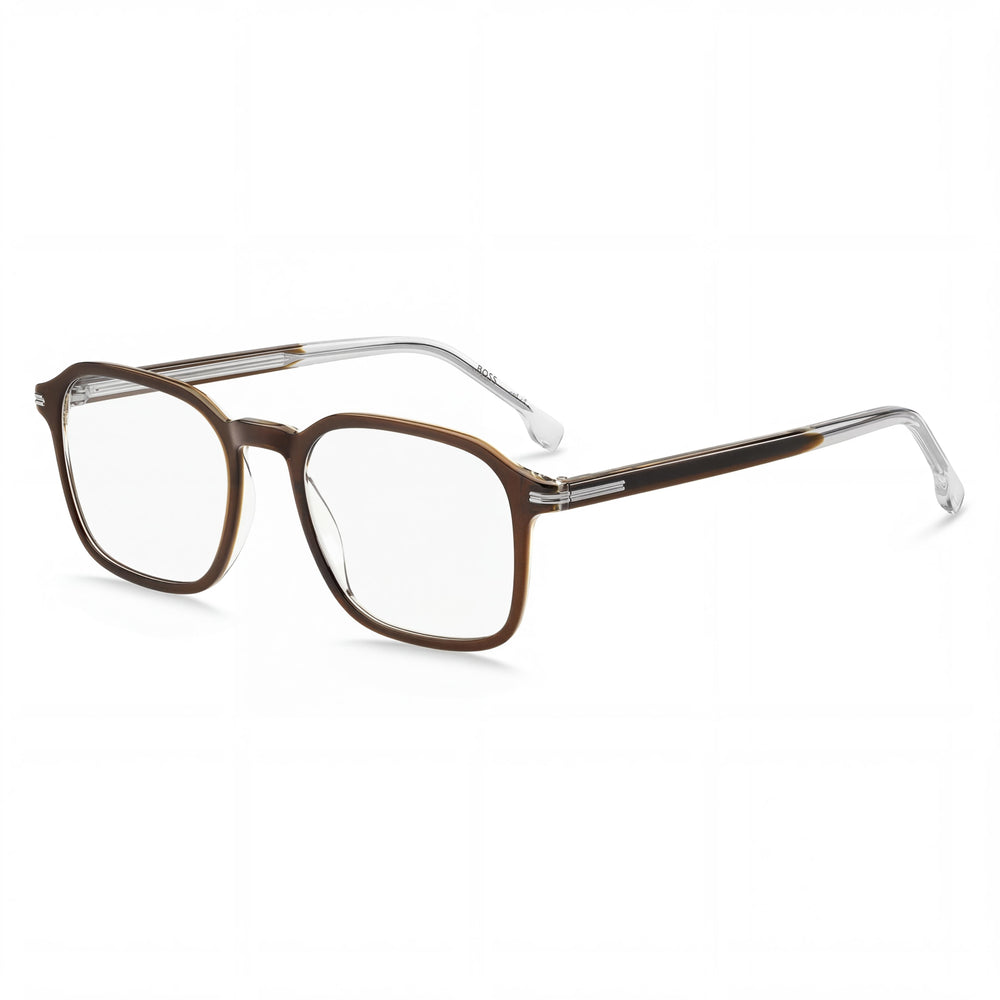 Monturas ópticas Hugo Boss Modern para hombre, de acetato ecológico, color marrón, con lentes de demostración, 51-19-145