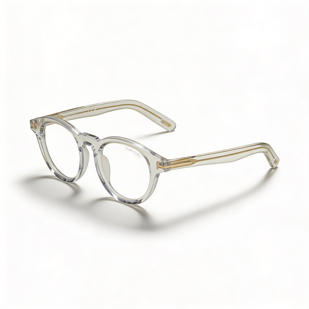 Tom Ford FT5931-D-B Men's Full Rim Round Plastic Frame Eyeglasses Crystal Blue Block 49-21-145