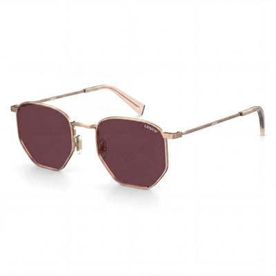 Gafas de sol informales para hombre Levi's con montura de metal color cobre dorado y lentes rosas con protección UV, 51 mm