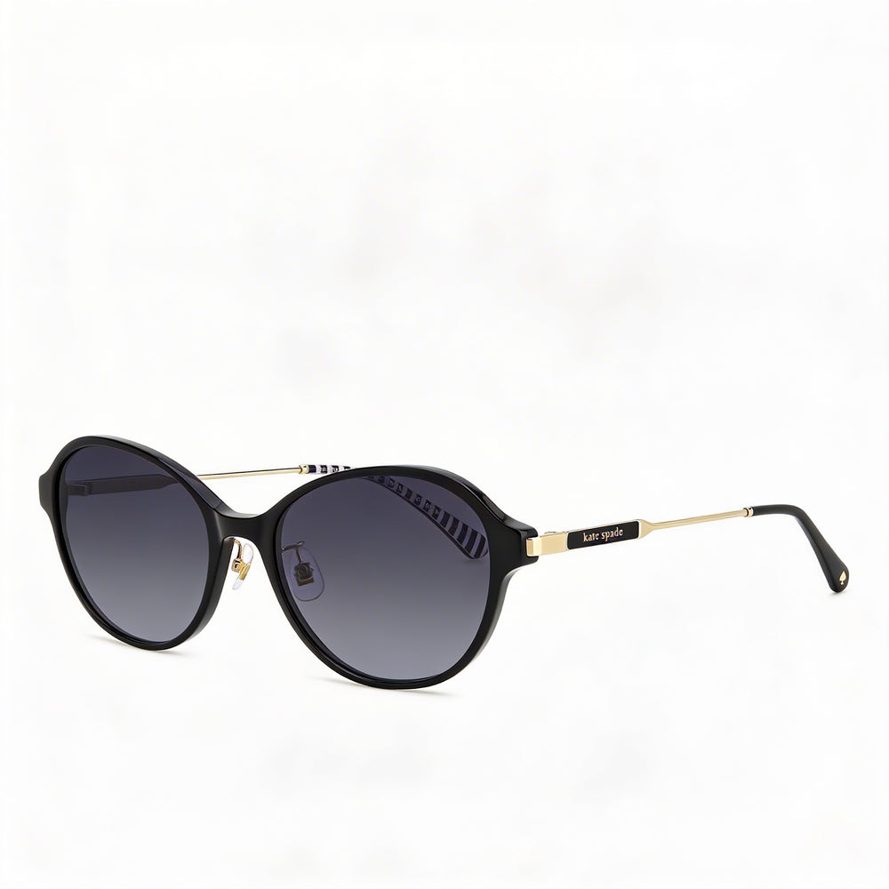Gafas de sol informales de mujer Kate Spade New York, montura de acetato negro, cristales gris oscuro no polarizados 56-19-140