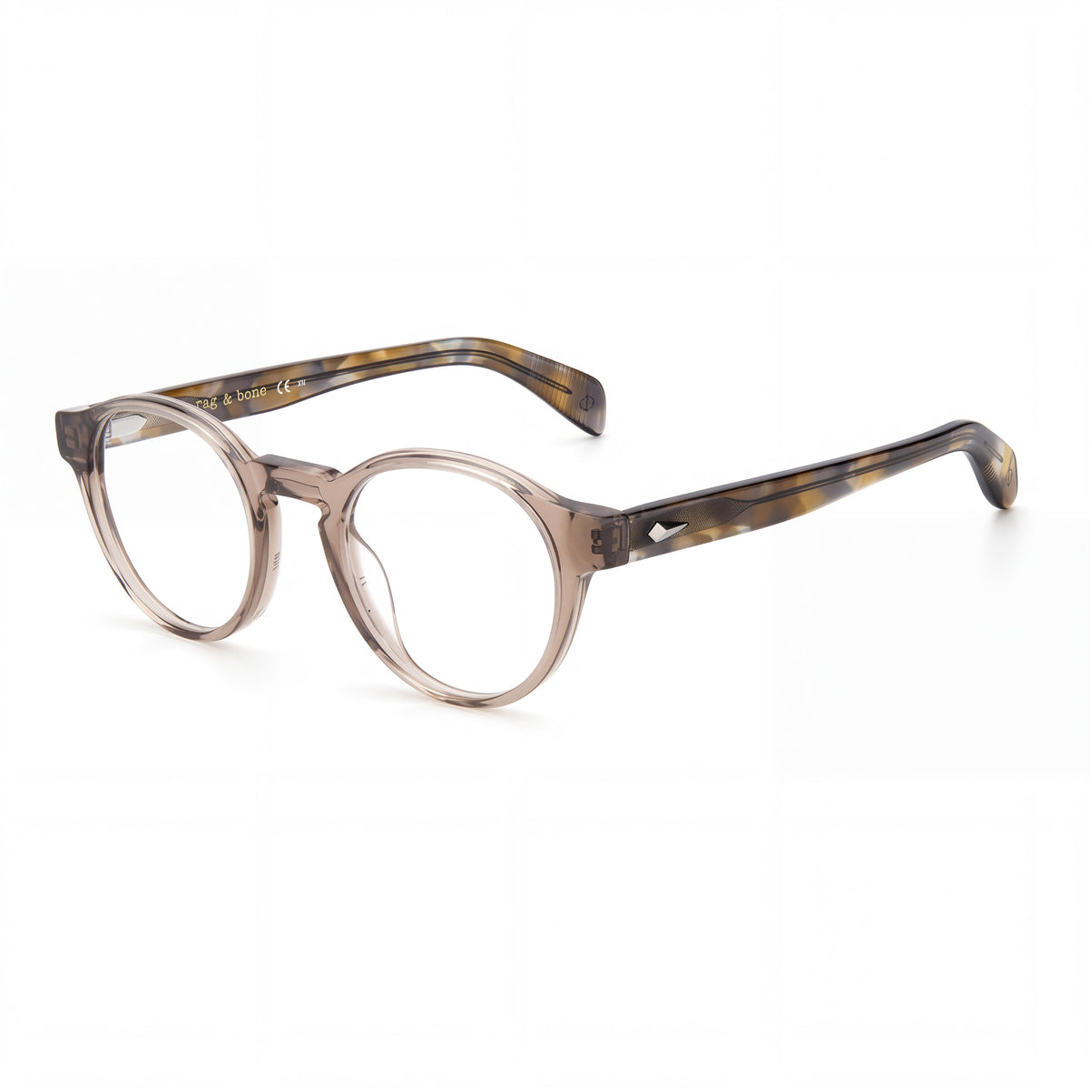 Gafas modernas rag & bone para hombre, acetato beige transparente, montura completa ovalada, 48-22-145, Photo 1