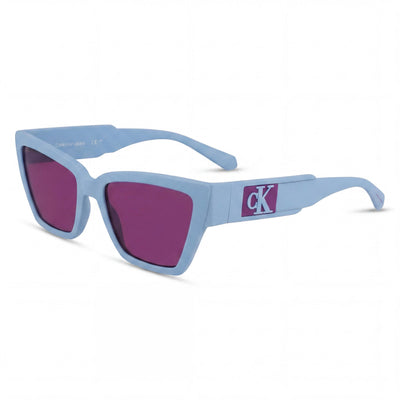 Gafas de sol Calvin Klein Ckj23624s para mujer, montura inyectada con protección UV y diseño de ojo de gato azul de 54 mm