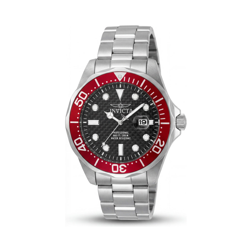 Invicta Brazalete Unisex Acero Inoxidable Negro 44mm Esfera de Fibra de Carbono Reloj que Brilla en la Oscuridad