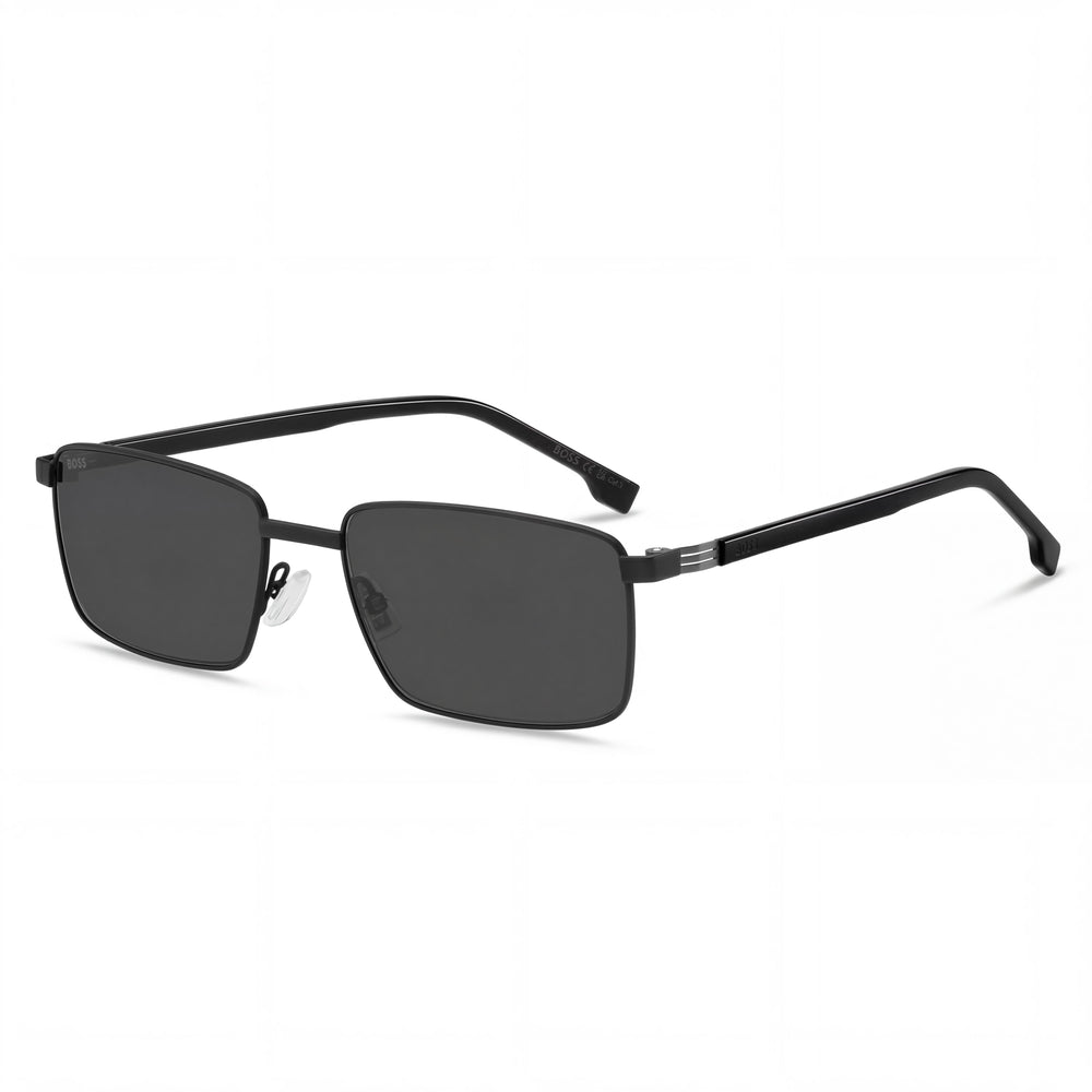 Gafas de sol rectangulares Hugo Boss Boss 1700/S de acero inoxidable negro mate con lentes grises y 100% protección UV de 57mm