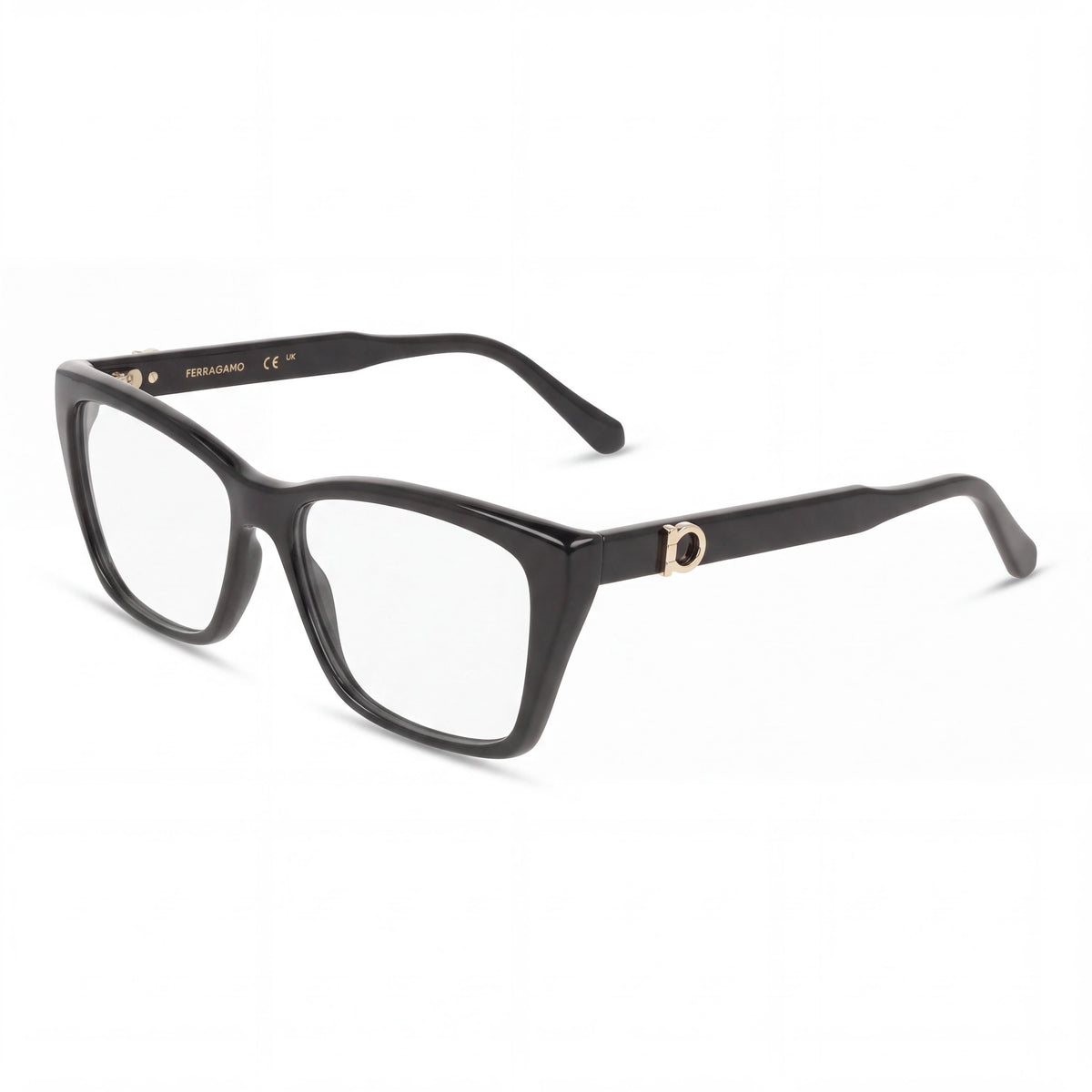 Ferragamo Men’s Sf3030e Black Acetate Frame Eyeglasses with Transparent Polycarbonate Lenses 54-15-140, Photo 1