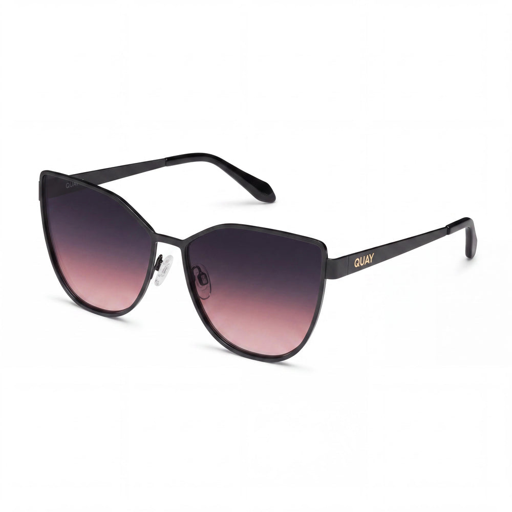QUAY AUSTRALIA In Pursuit Women's Black Pink Plastic Frame Black Plum Pink Lens UV Protection Sunglasses 64mm