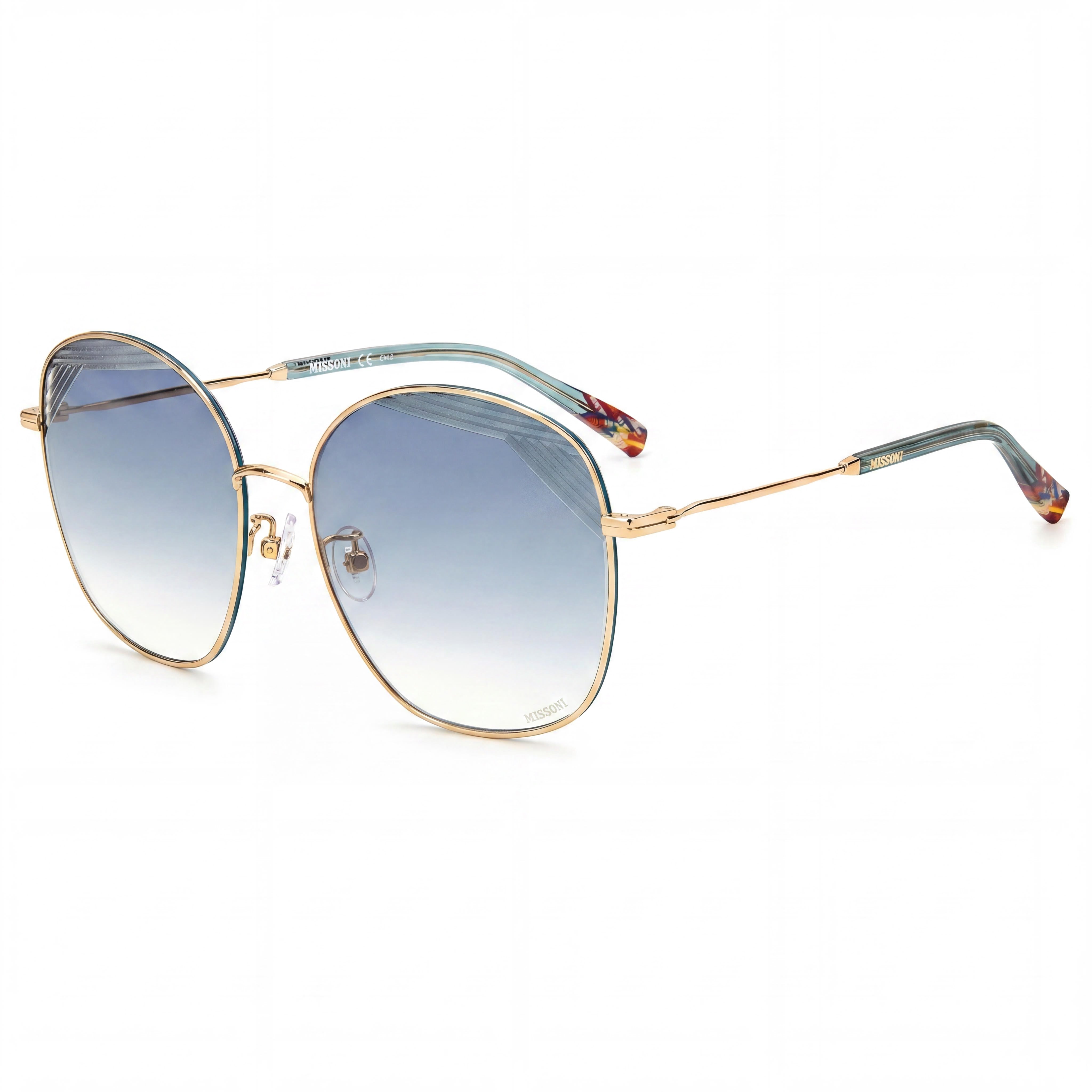 Gafas de sol M Missoni Spillo para mujer, con montura de acero de aleación, degradado en dorado y verde, 59 mm, Photo 1