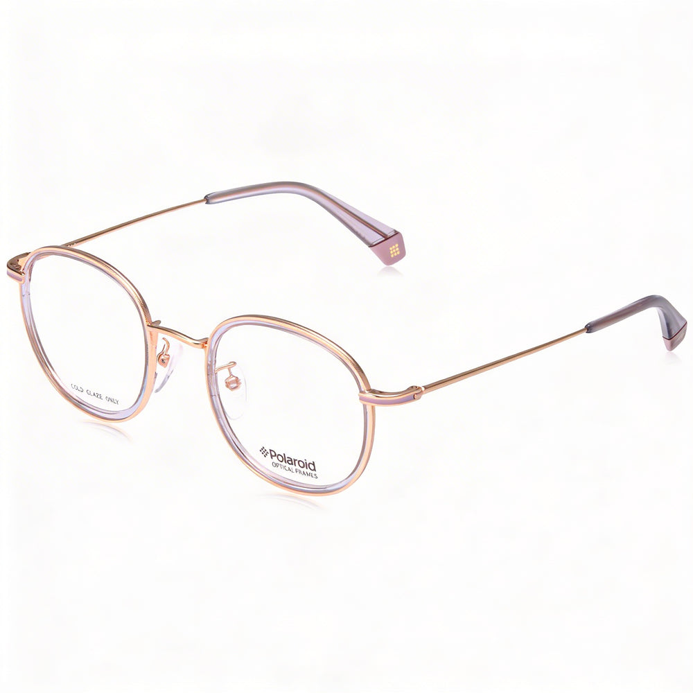 Gafas ópticas unisex Polaroid PLD D366/F de acero inoxidable, color dorado y morado, con ajuste asiático, 48 mm