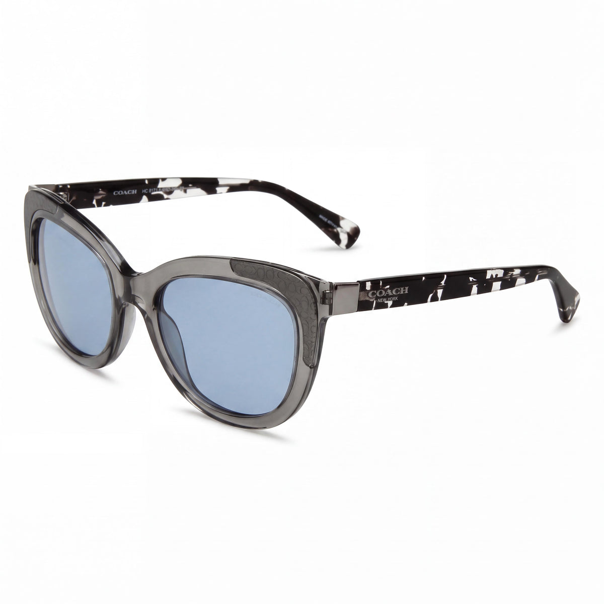 Coach HC8171 Unisex Cat Eye Composite Prescription-Ready Dark Grey Crystal Black Crystal Mosaic Blue Grey Gradient Sunglasses 56mm, Photo 1