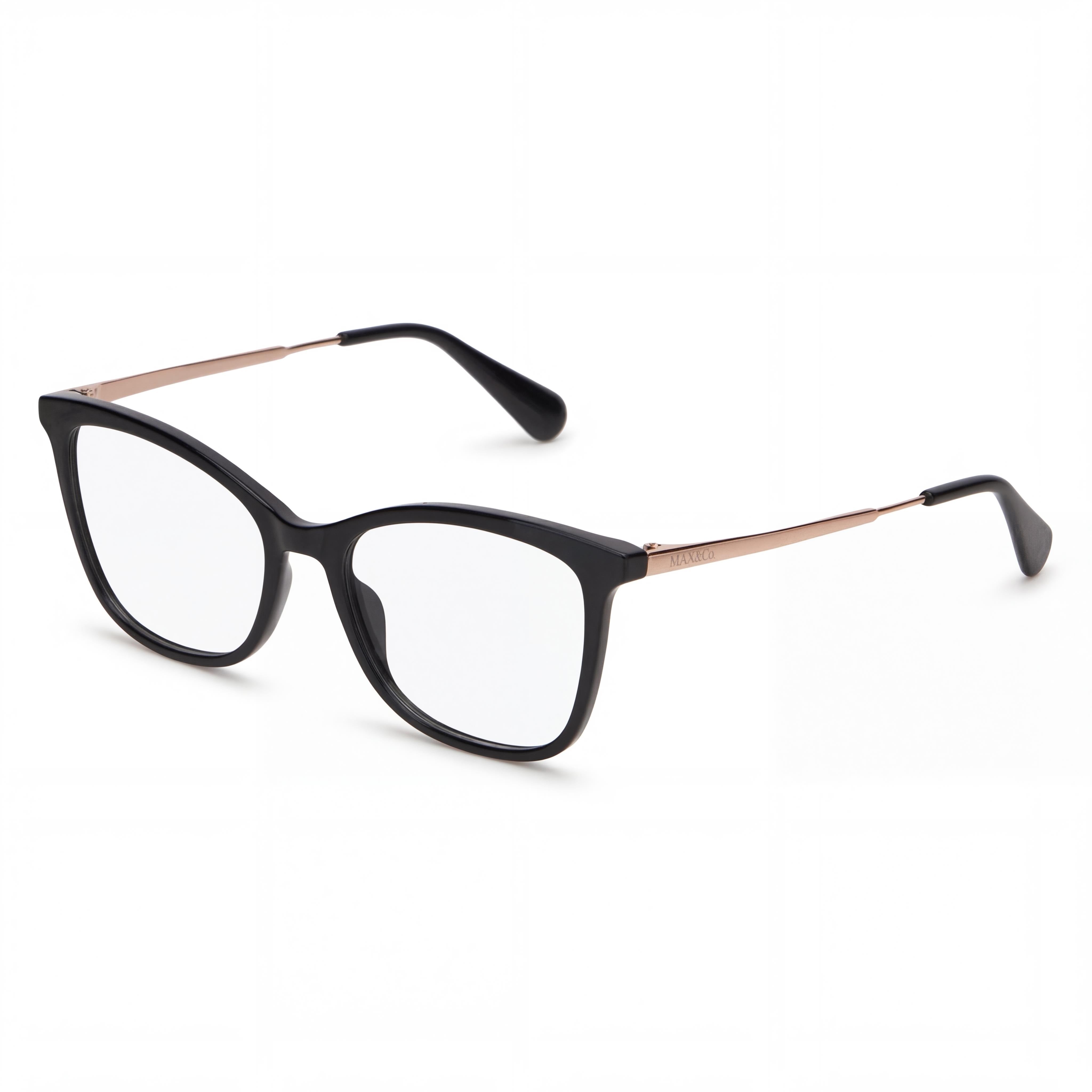 MAX &CO Modern Women's Eyeglasses with Injected Shiny Black Frame and Clear Plastic Lenses 51mm, Photo 1