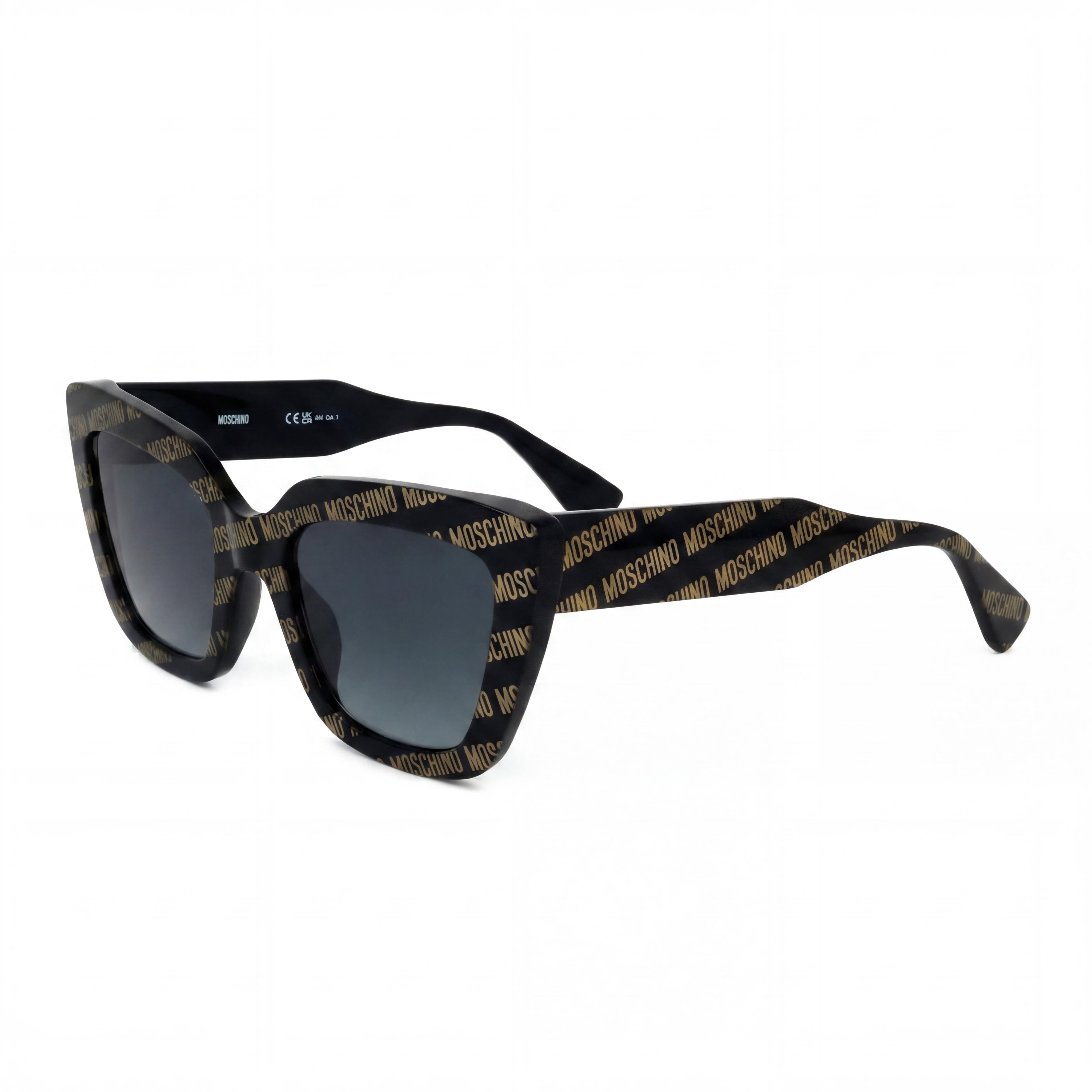 Moschino Casual Women's Cat Eye Black Pattern Plastic Non-Polarized Dark Grey Shaded Gradient UV Protection Sunglasses 52-21-140, Photo 1