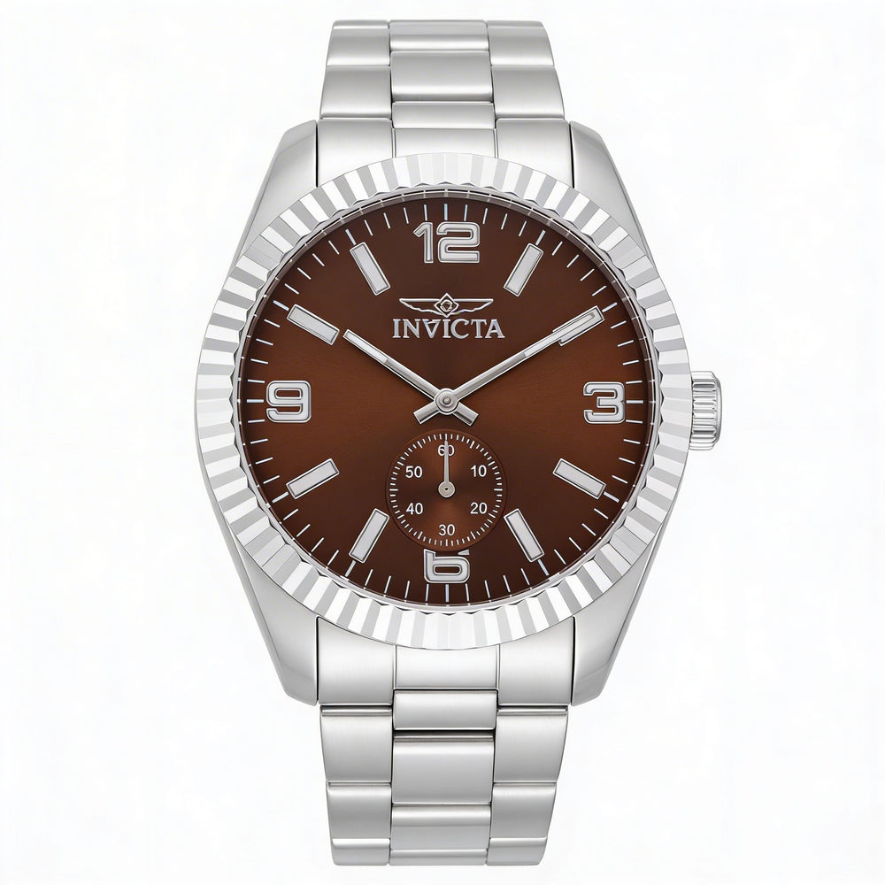 Invicta Specialty 49383 Men's 43mm Quartz Watch, Silver-Tone Stainless Steel Case, Brown Dial, Bracelet