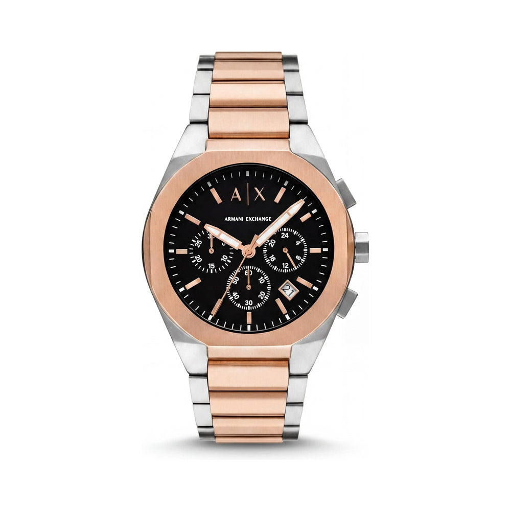 A|X Armani Exchange Bracelet Men's Chronograph Rose Gold Silver Stainless Steel Watch 42mm