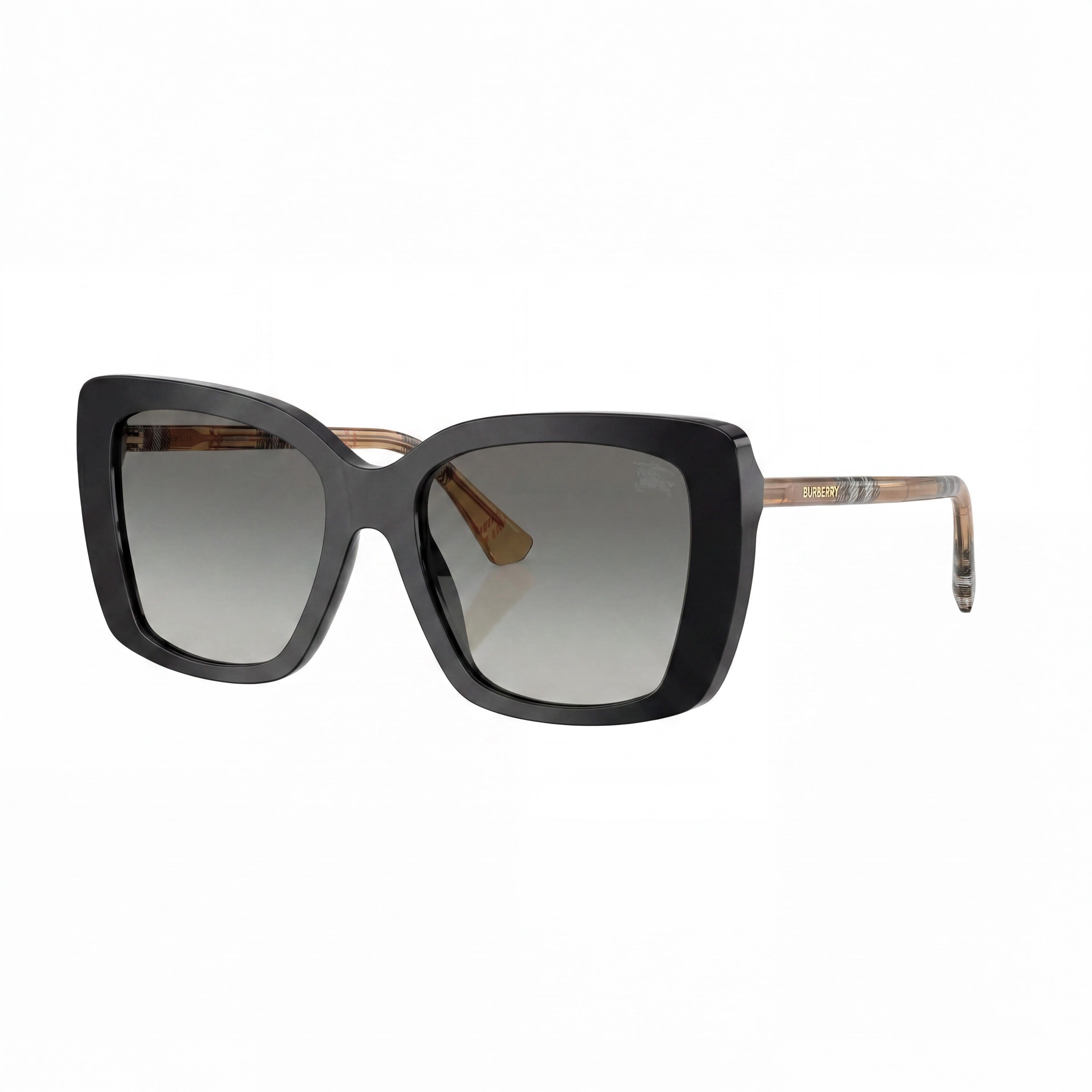Gafas de sol informales BURBERRY para mujer con montura de acetato negro y lentes degradadas grises de 54 mm, Photo 1