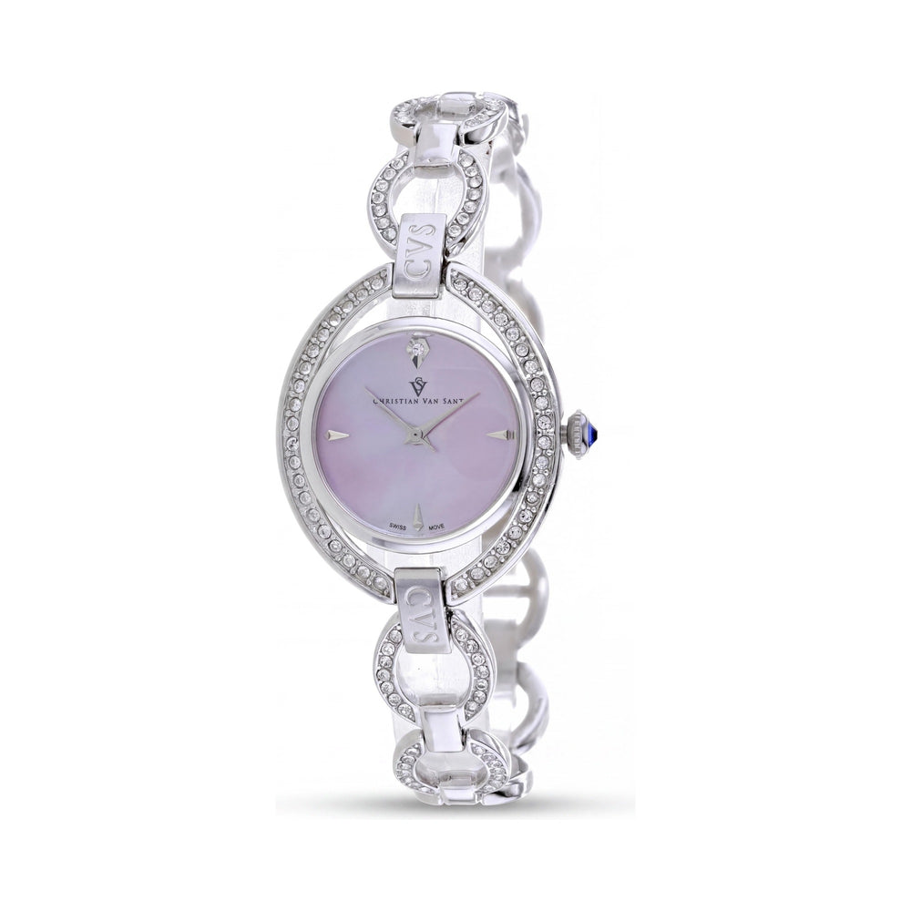 Christian Van Sant CV2931 Women's Silver Stainless Steel Case & Bracelet Pink Dial Quartz Watch, Water Resistant