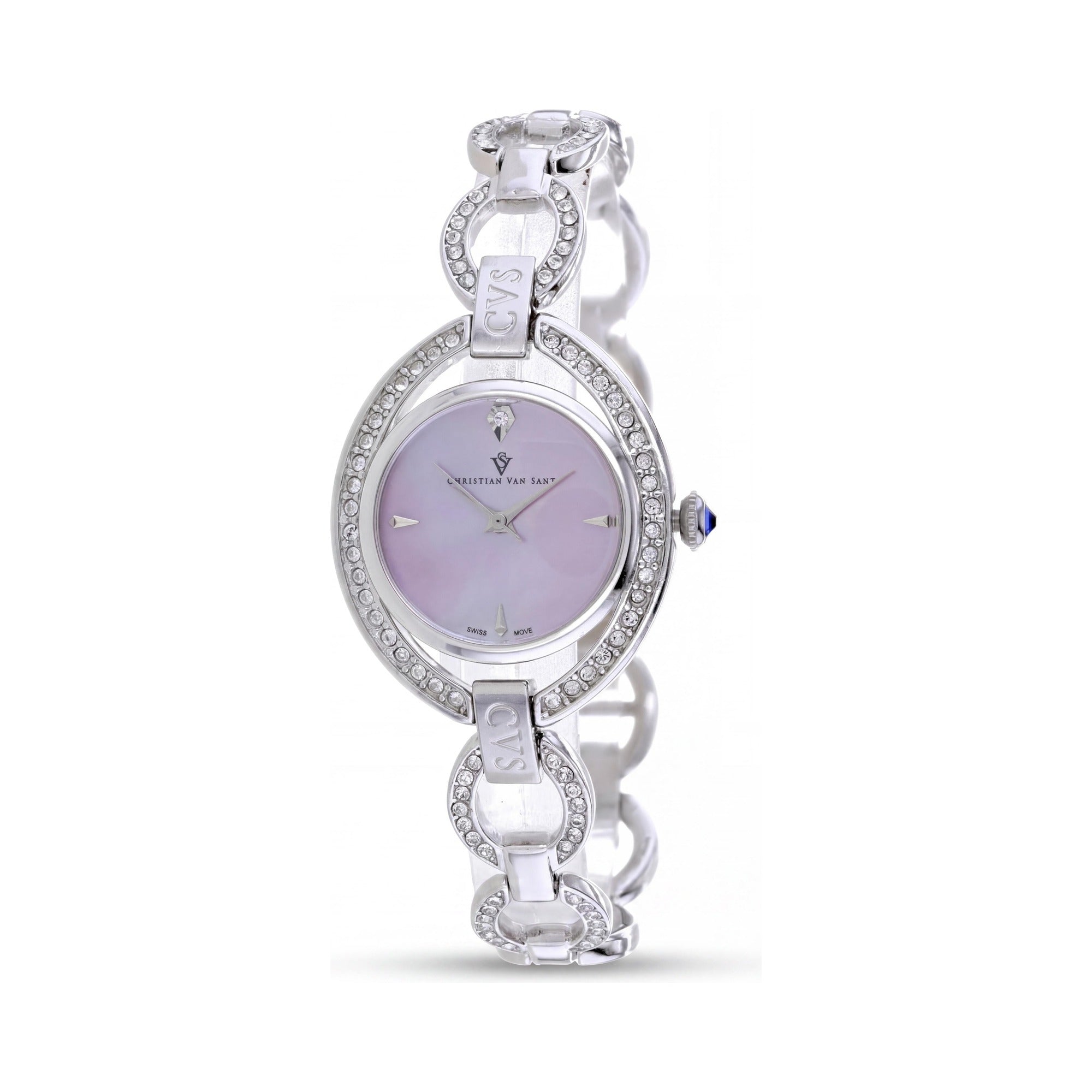 Christian Van Sant CV2931 Women's Silver Stainless Steel Case & Bracelet Pink Dial Quartz Watch, Water Resistant, Photo 1