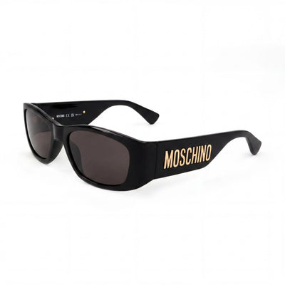 Gafas de sol unisex Moschino MOS145/S con montura de plástico negra y lentes negras, 100 % protección UV, 55 mm