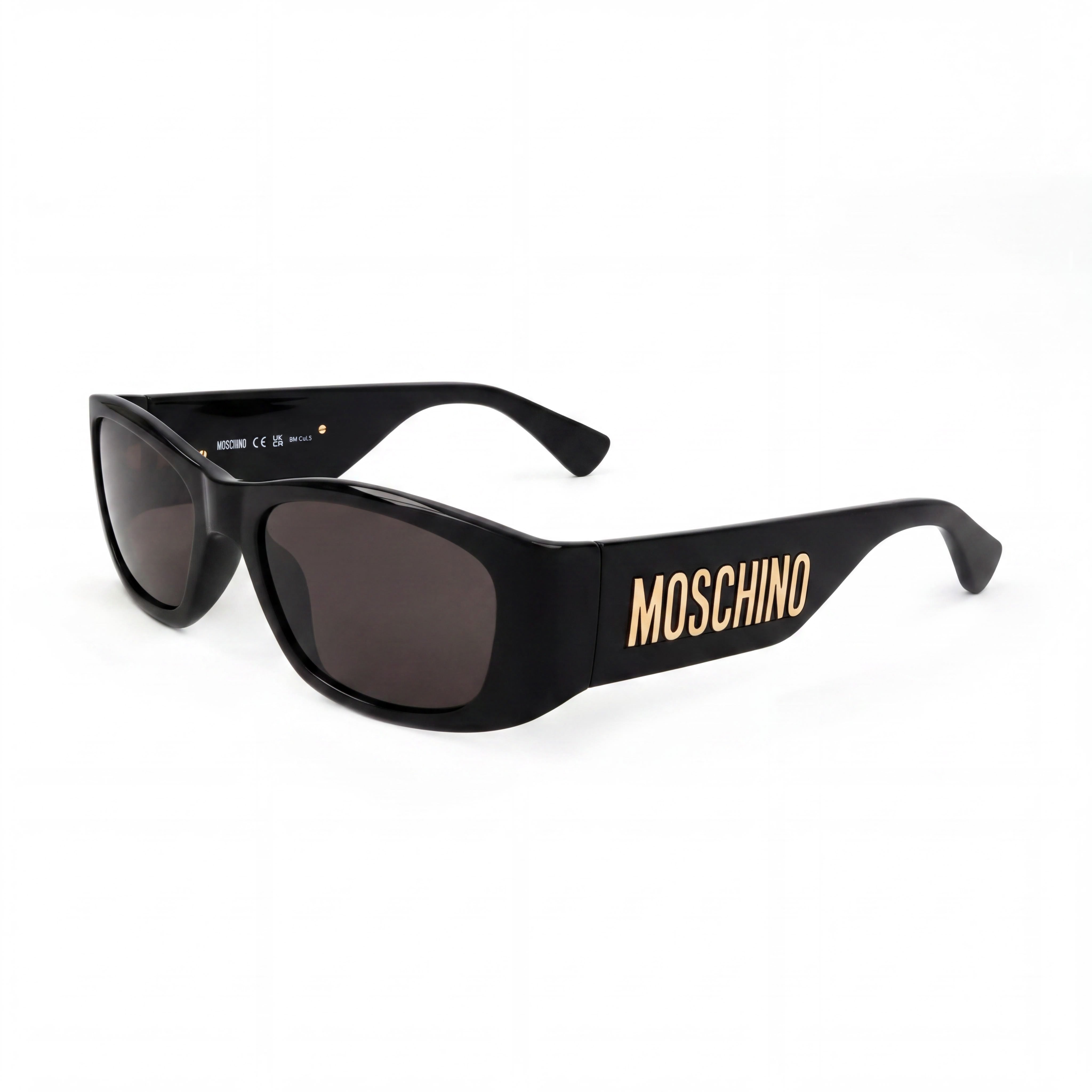 Moschino MOS145/S Unisex Black Plastic Frame Black Lens 100% UV Protection Sunglasses 55mm, Photo 1