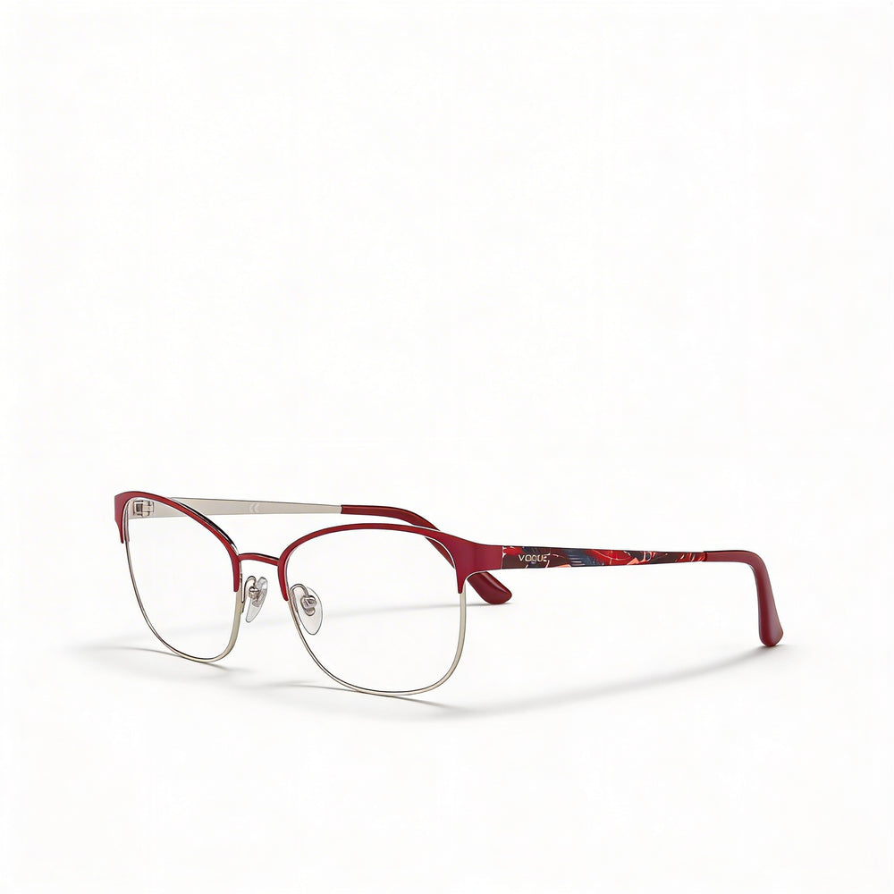 Vogue Eyewear Vo4072 Rectangular Metal Eyeglass Frames Women's Dark Red Silver Lens Width 52mm