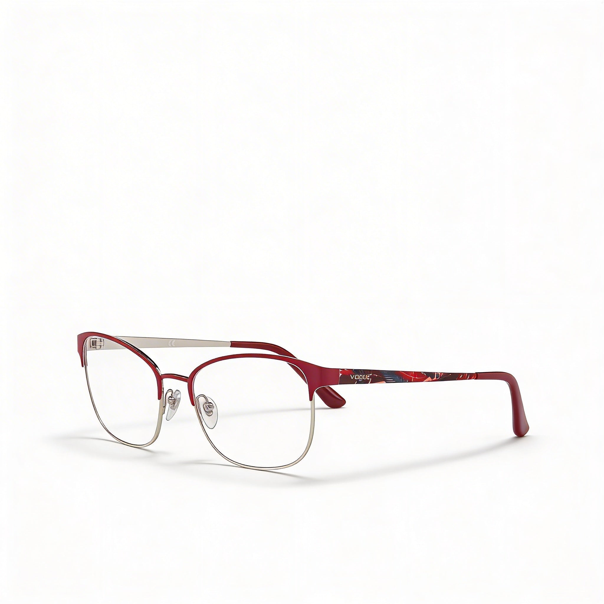 Vogue Eyewear Vo4072 Rectangular Metal Eyeglass Frames Women's Dark Red Silver Lens Width 52mm, Photo 1