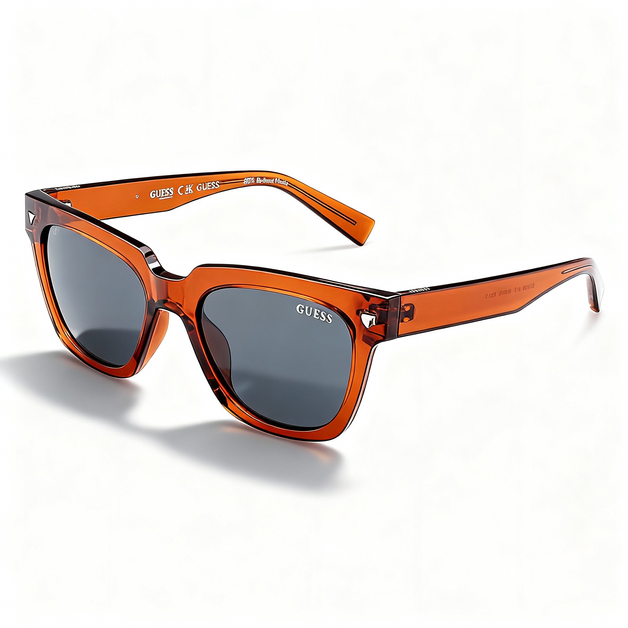 GUESS GU8265 Women's Square UV Protective Non-Polarized Sunglasses, Orange Injected Frame, Blue Polycarbonate Lenses 53mm, Photo 1