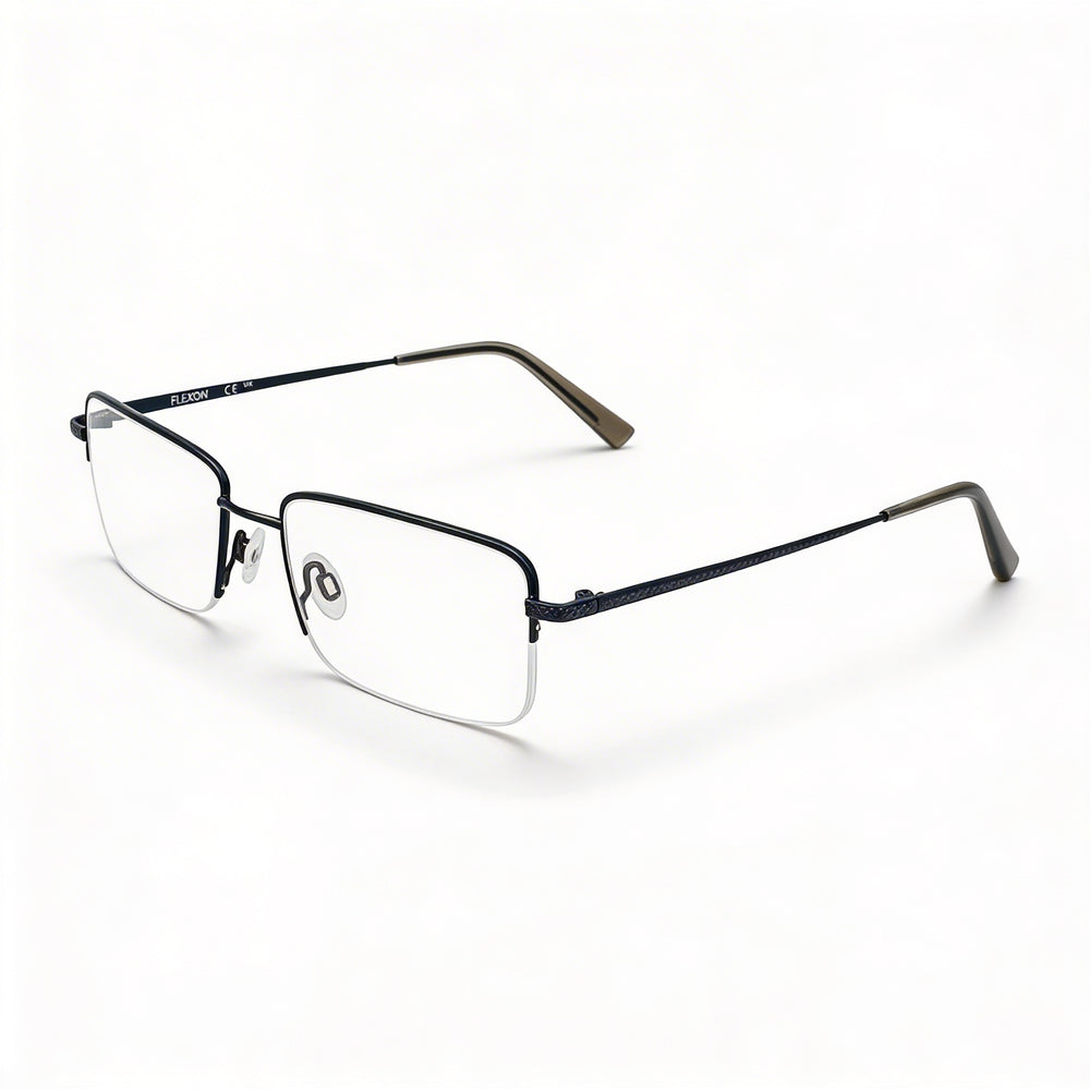 Gafas Flexon para hombre con montura Flexon y lentes compuestas multicolor, azul marino satinado, ancho de lente: 2 mm, puente: 18 mm, patilla: 145 mm