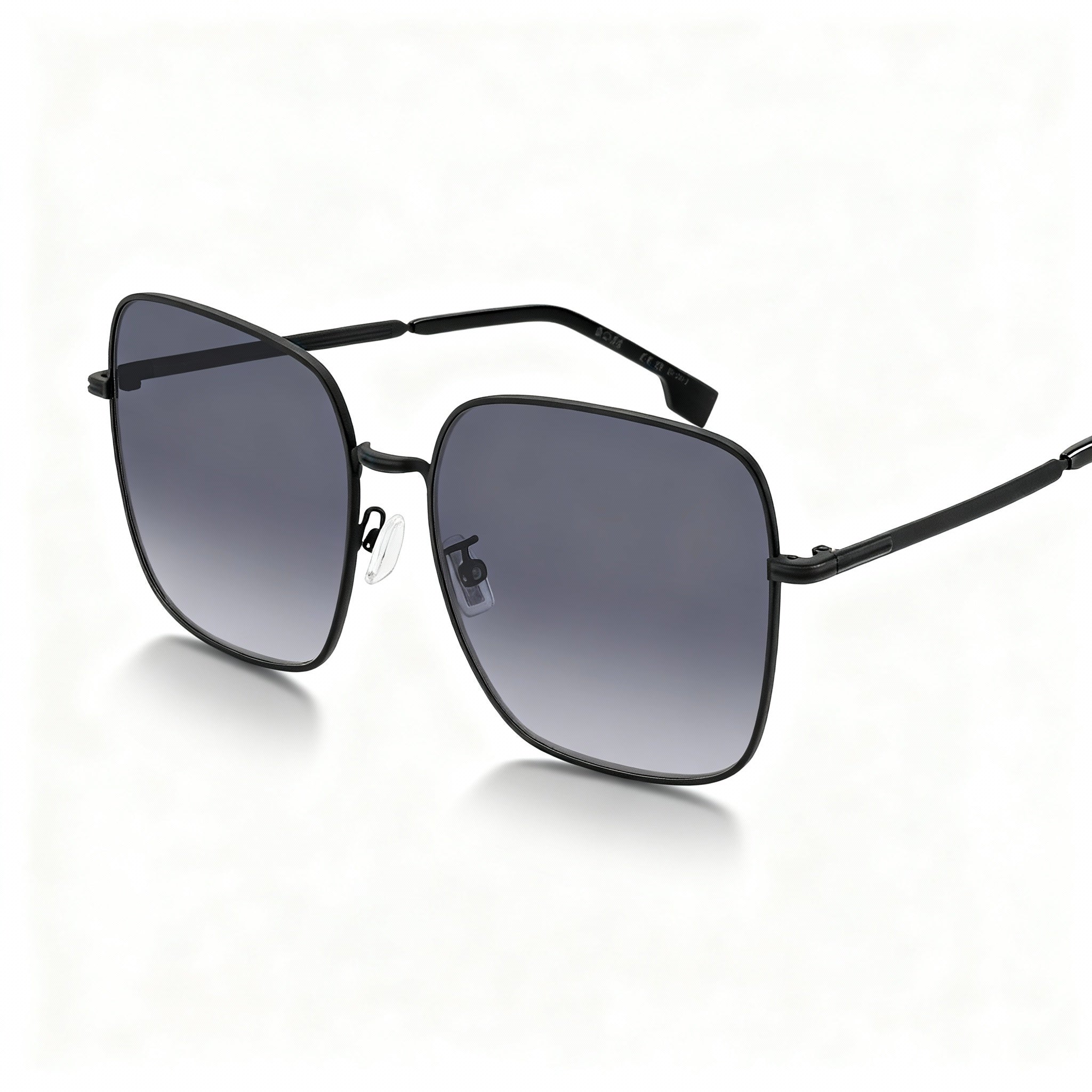 HUGO BOSS BOSS 1613/F/SK Unisex Stainless Steel Square Matte Black Sunglasses with Dark Grey Shaded Non-Polarized Lenses 59mm