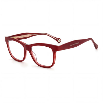 Carolina Herrera CH 0016 Women's Burgundy Gold Plastic Rectangle Eyeglasses Flex Hinge 52mm
