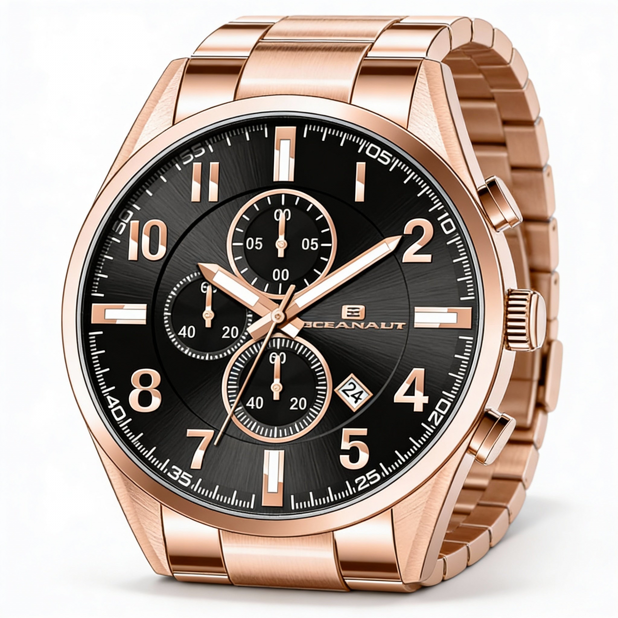 Reloj Oceanaut para hombre, con esfera negra, caja y pulsera de acero inoxidable, de cuarzo, resistente al agua hasta 10 ATM., Photo 1