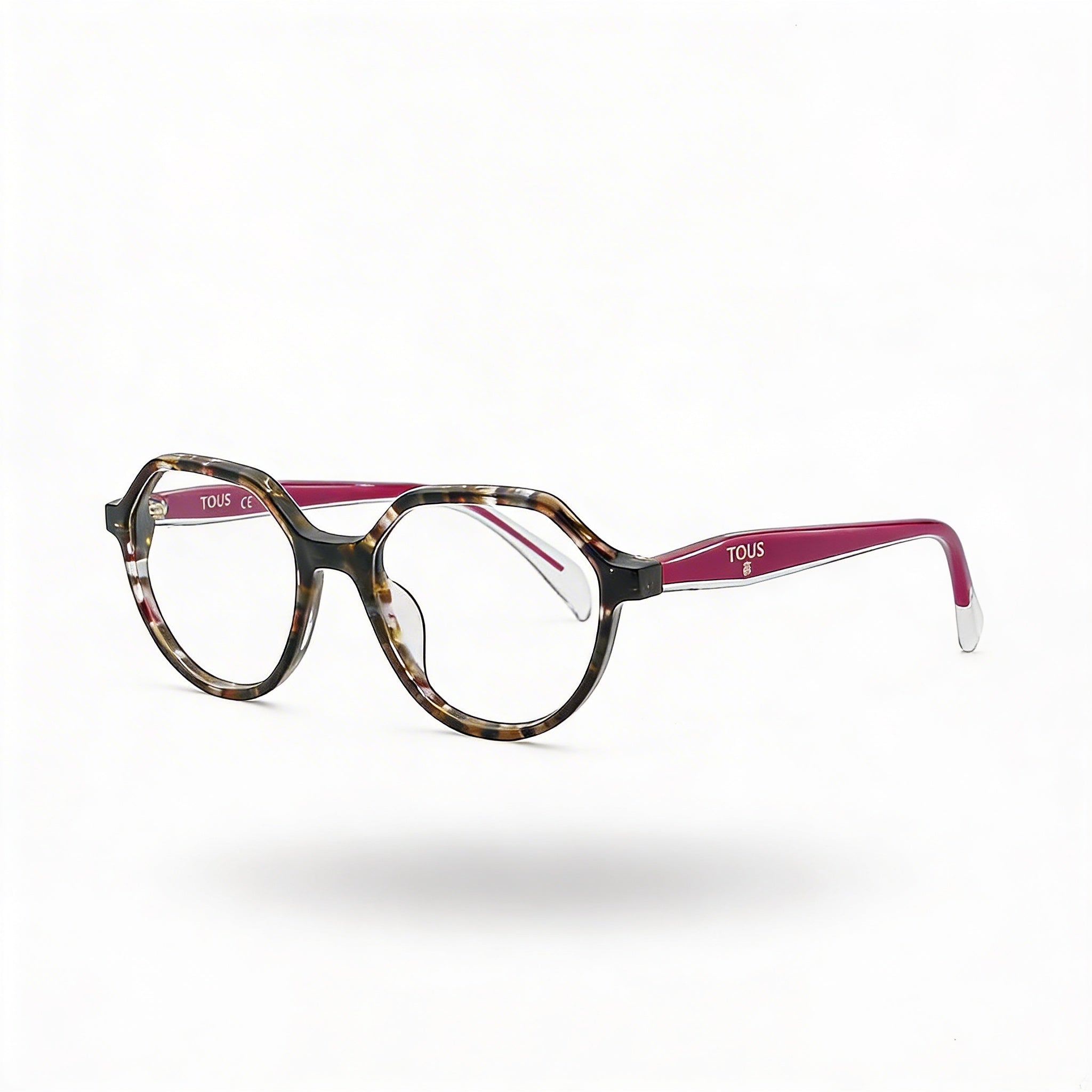 Gafas Geométricas Tous para Mujer de Acetato de Celulosa Marrón Rojo Habana 51mm - Lentes Demostración Transparentes Listas para Graduar, Photo 1