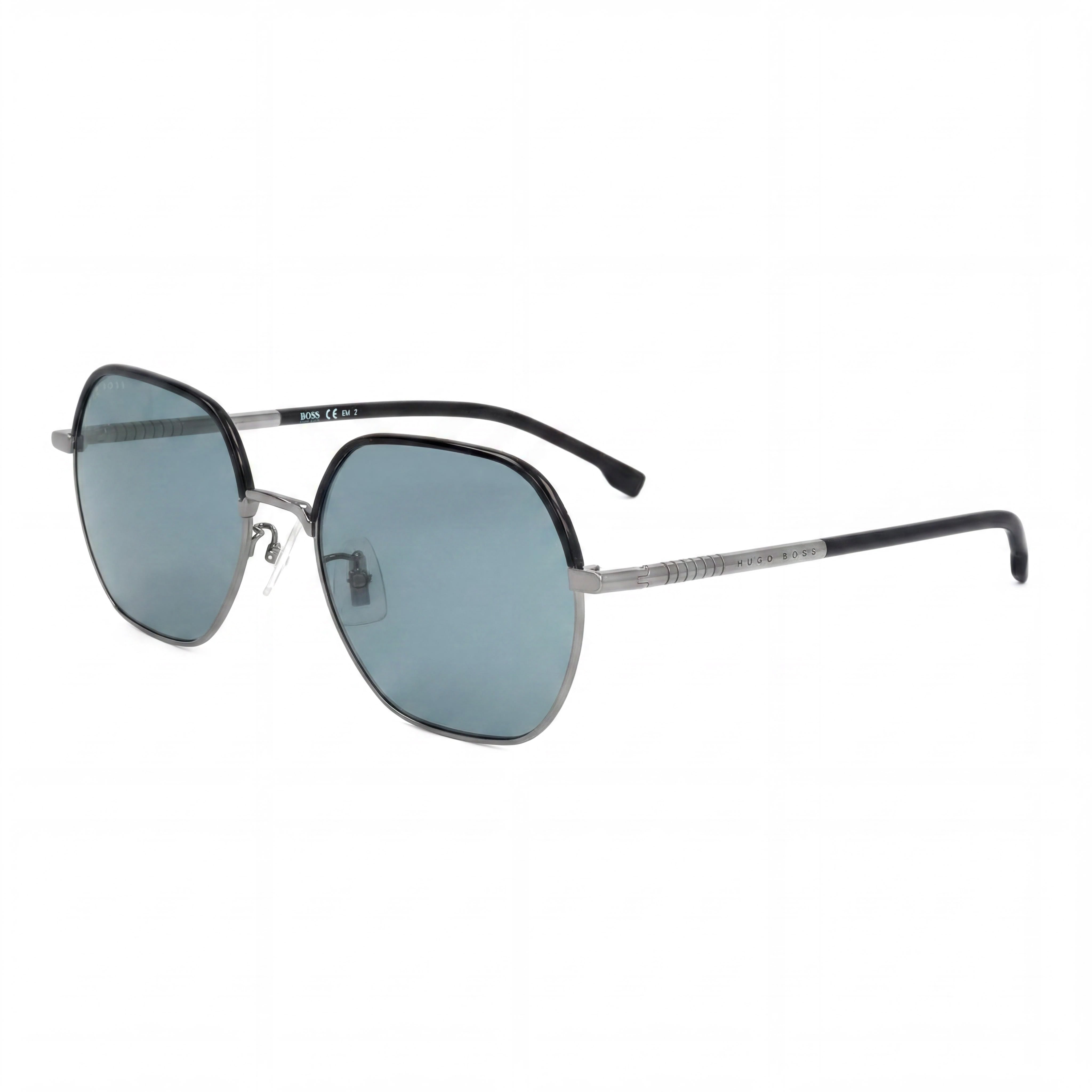 Hugo Boss Boss 1107/F/S Men's Asian Fit Dark Ruthenium Black Green Lens Non-Polarized UV Protection Sunglasses 56mm, Photo 1