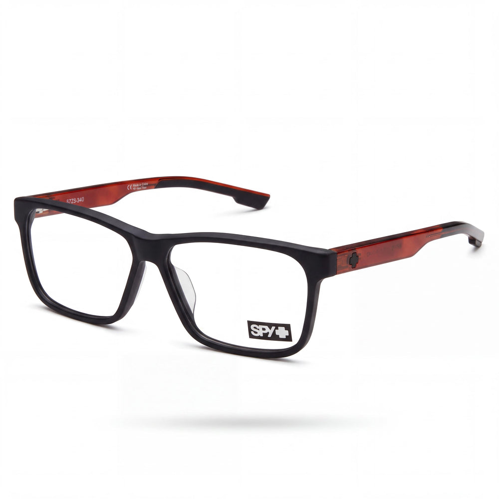 Spy Justice 57 Unisex Matte Black Trans Sepia Acetate Optical Frames with Clear Demo Lenses 57mm