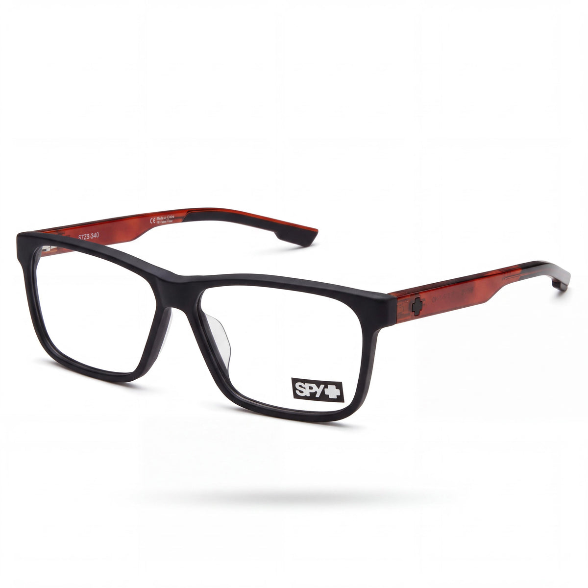 Monturas ópticas unisex Spy Justice 57 en acetato negro mate sepia transparente con lentes de demostración claras de 57 mm, Photo 1