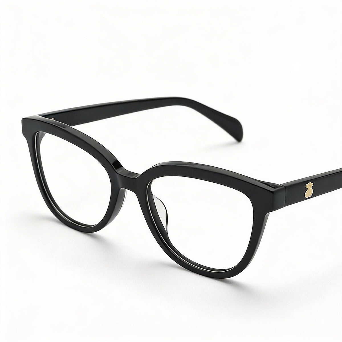 TOUS Casual Fashion Women’s Cellulose Acetate Glossy Black Eyeglasses, Prescription Ready, Transparent Demo Lenses, Size 50-17-135, Photo 2