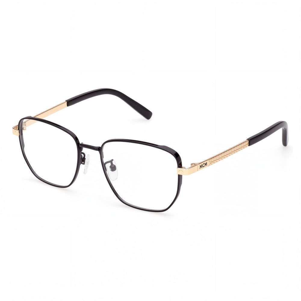 MCM Worldwide MW5021-H Unisex Eyewear with Metal Frame in Shiny Black and Shiny Deep Gold, 53mm Lens Width