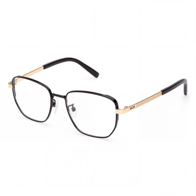 MCM Worldwide MW5021-H Unisex Eyewear with Metal Frame in Shiny Black and Shiny Deep Gold, 53mm Lens Width