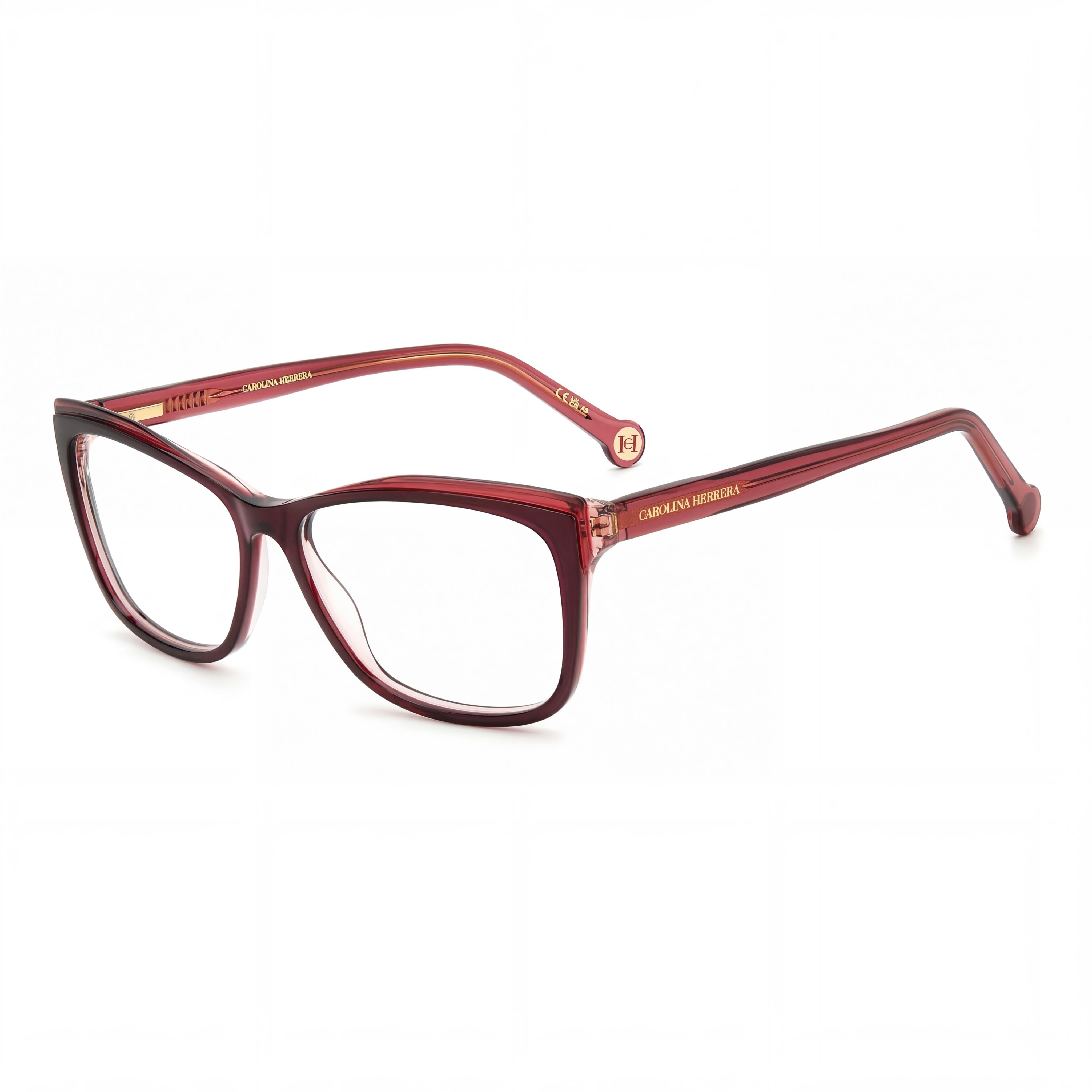 Carolina Herrera Modern Women's Eyewear featuring Acetate Frames with Polycarbonate Lenses in Burgundy Red, 55mm Lens Width, Photo 1