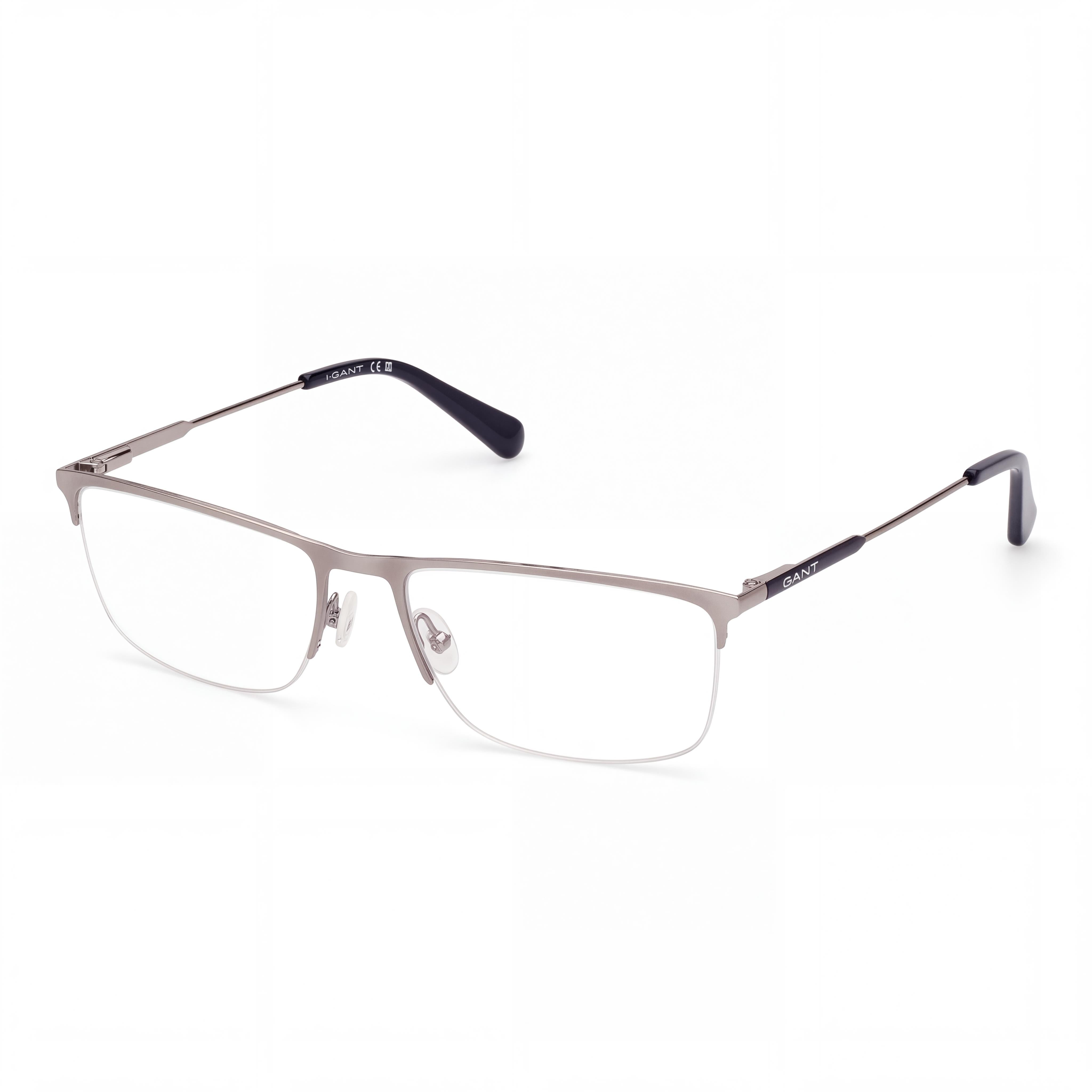 Gafas GANT Ga3288 de metal rutenio oscuro azul claro para hombre con lentes transparentes de policarbonato, 57, Photo 1