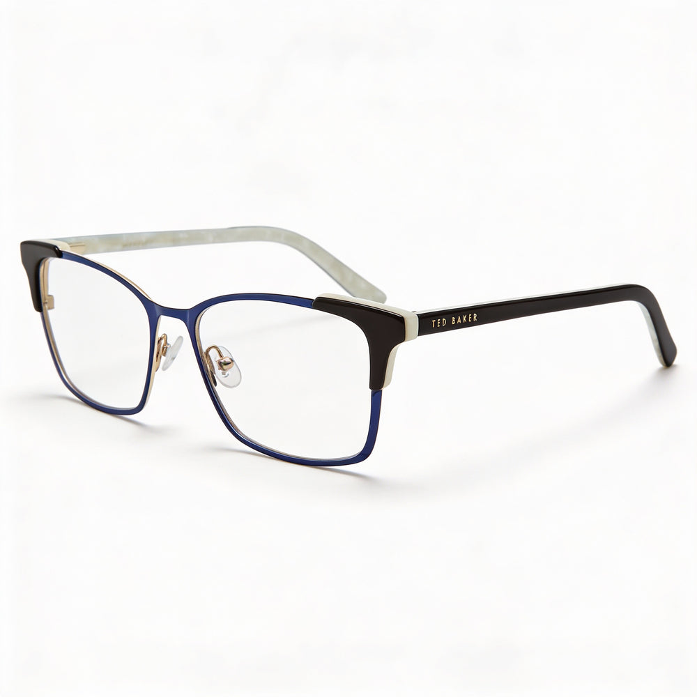 Gafas Ted Baker B245 para mujer con montura metálica completa y bisagras de resorte, azul marino, ancho de lente de 52 mm
