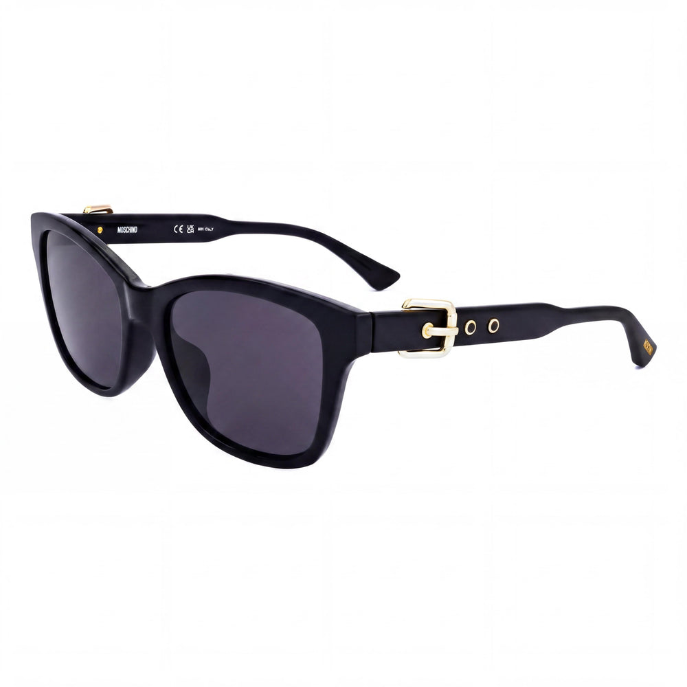 Gafas de sol Moschino Casual para mujer, montura de celulosa inyectada negra con protección UV y lente de 55 mm de ancho.