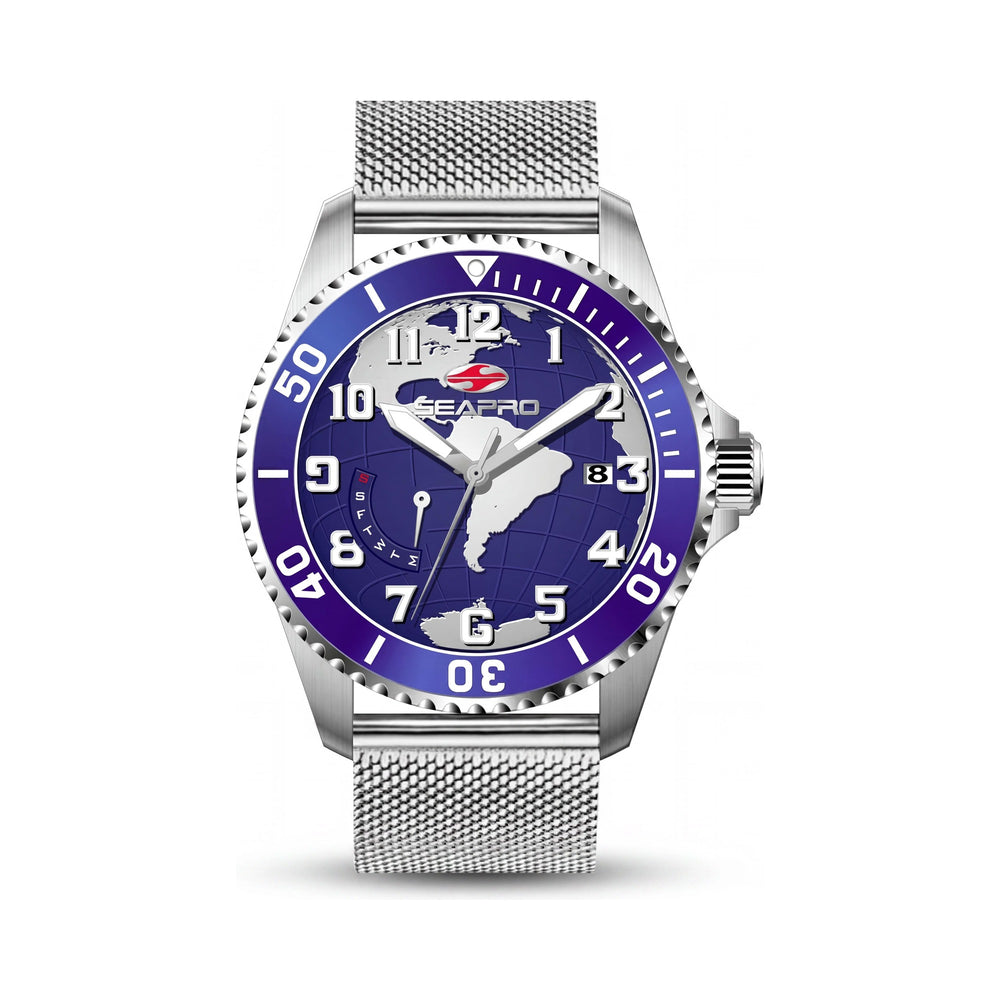 Reloj de cuarzo Seapro para hombre SP4760, esfera azul, caja de acero inoxidable, brazalete de acero inoxidable, resistente al agua