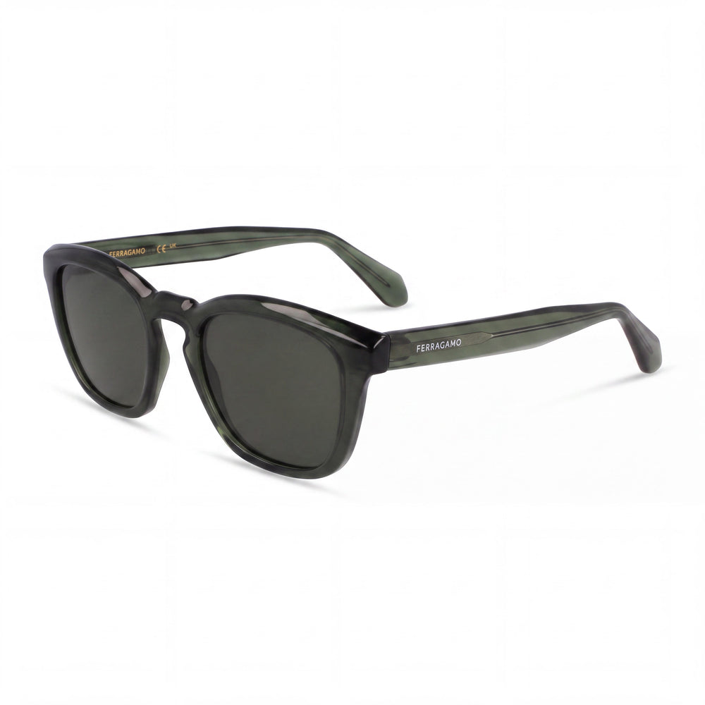 Ferragamo Sf2040se Men's Rectangle Transparent Khaki Acetate UV 400 Non-Polarized Sunglasses 50-21-145