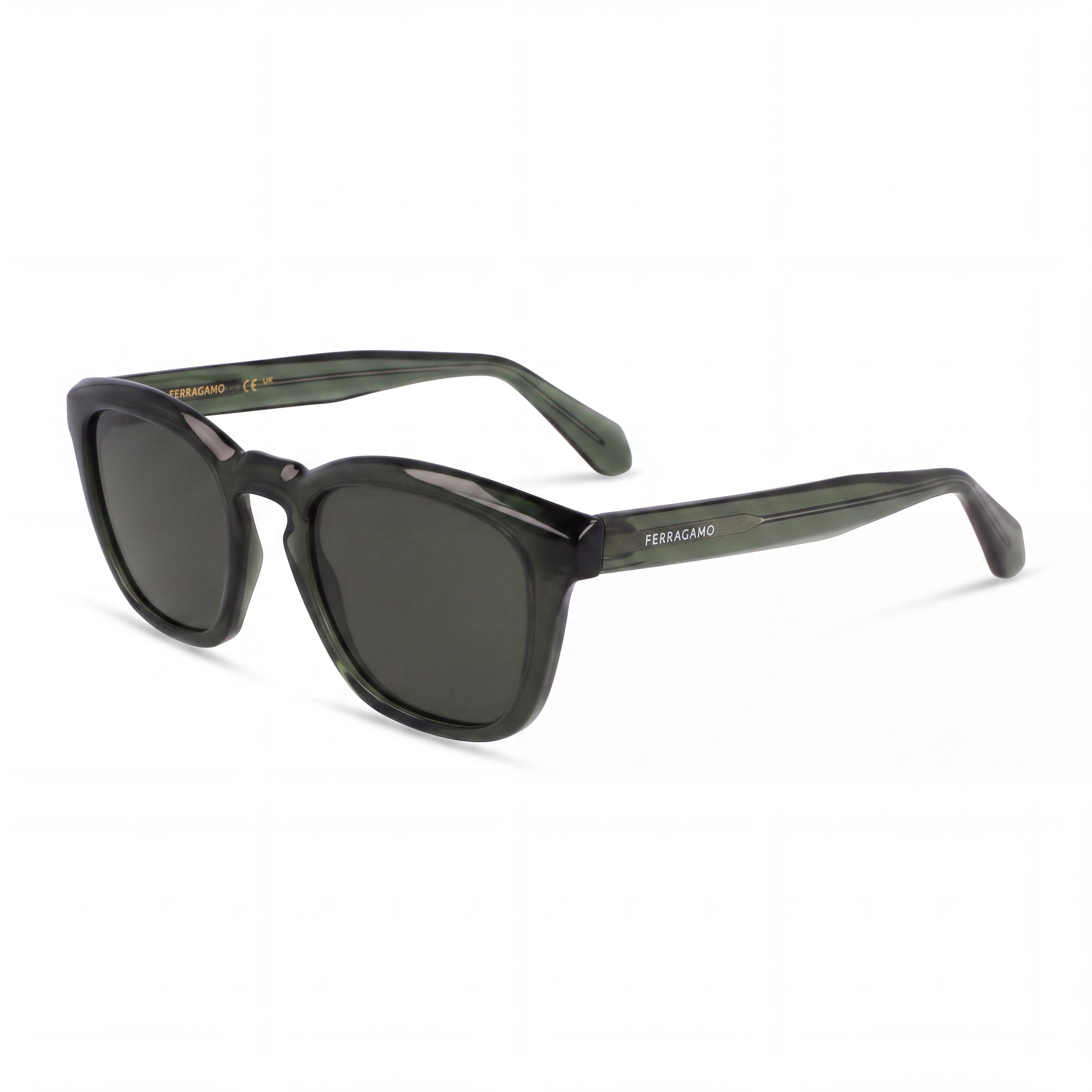 Ferragamo Sf2040se Gafas de Sol Rectangulares para Hombre de Acetato Transparente Caqui UV 400 No Polarizadas 50-21-145, Photo 1